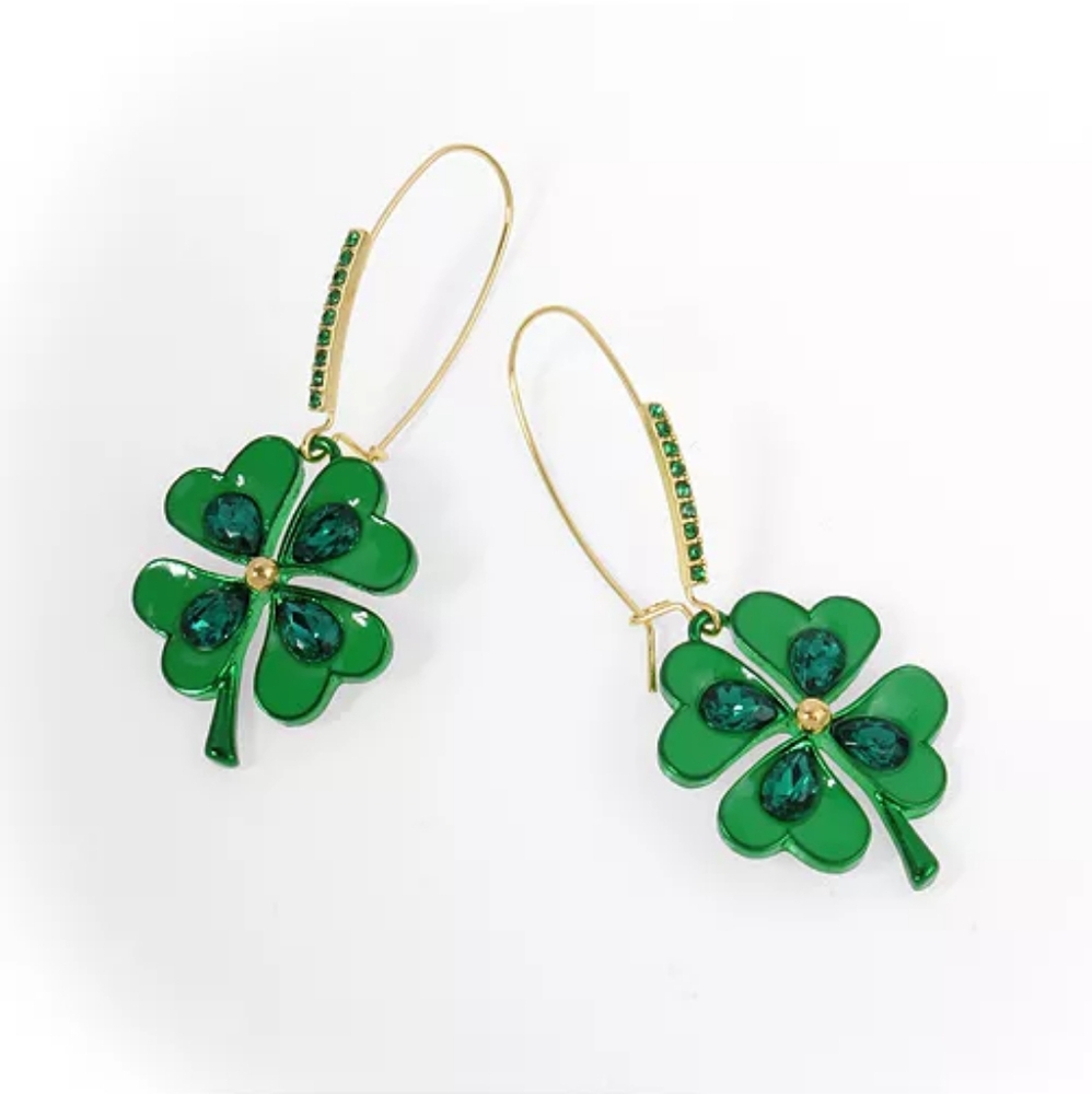 Betsey Johnson 4 leaf clover earrings - Picture 2 of 4